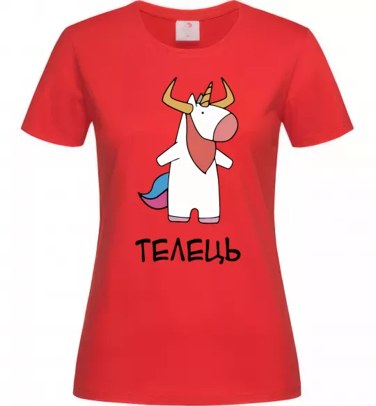 Женская футболка Телець єдиноріг Красный фото