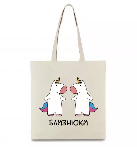 Эко-сумка Близнюки єдиноріг Бежевый фото