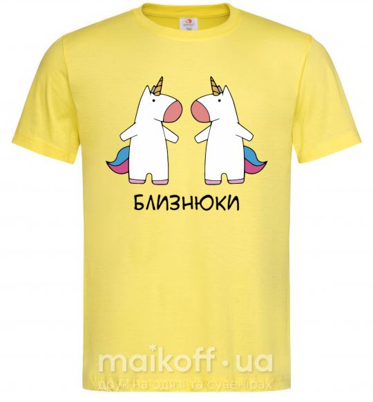 Мужская футболка Близнюки єдиноріг Лимонный фото