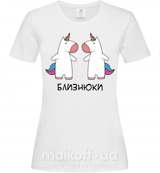 Женская футболка Близнюки єдиноріг Белый фото