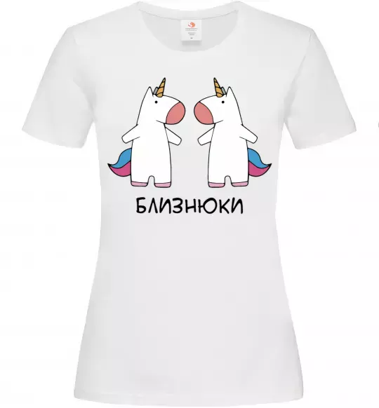 Жіноча футболка Близнюки єдиноріг Білий фото