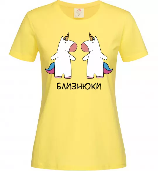 Жіноча футболка Близнюки єдиноріг Лимонний фото