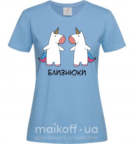 Женская футболка Близнюки єдиноріг Голубой фото
