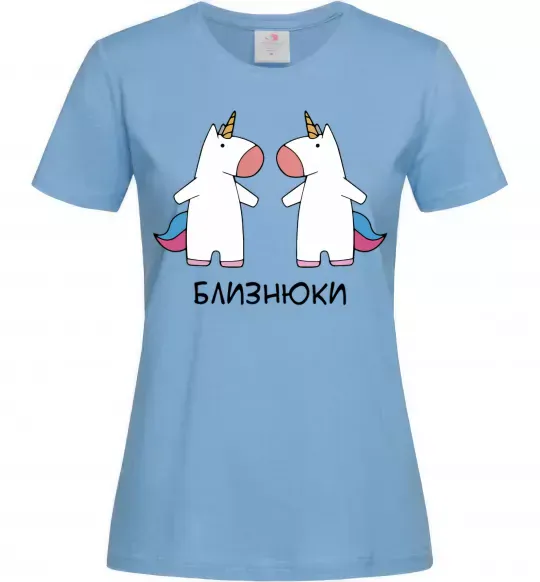 Жіноча футболка Близнюки єдиноріг Блакитний фото