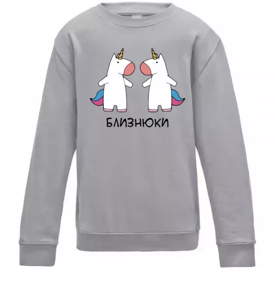 Дитячий світшот Близнюки єдиноріг Сірий меланж фото