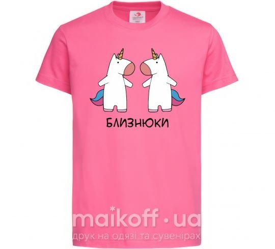 Дитяча футболка Близнюки єдиноріг Яскраво-рожевий фото