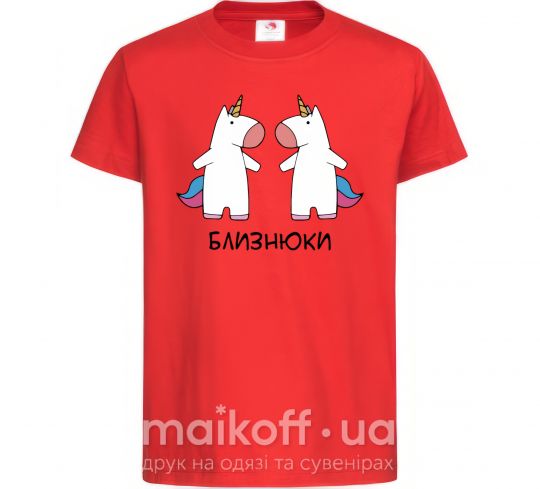 Дитяча футболка Близнюки єдиноріг Червоний фото