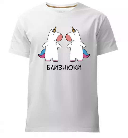 Мужская премиум футболка Близнюки єдиноріг Белый фото