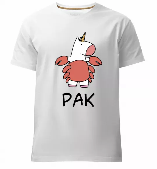 Мужская премиум футболка Рак єдиноріг Белый фото