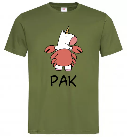 Чоловіча футболка Рак єдиноріг Оливковий фото