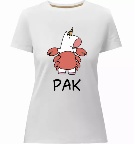 Женская премиум футболка Рак єдиноріг Белый фото