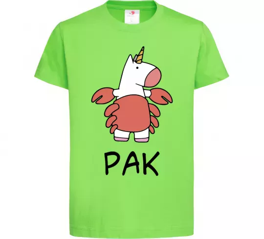 Дитяча футболка Рак єдиноріг Лаймовий фото