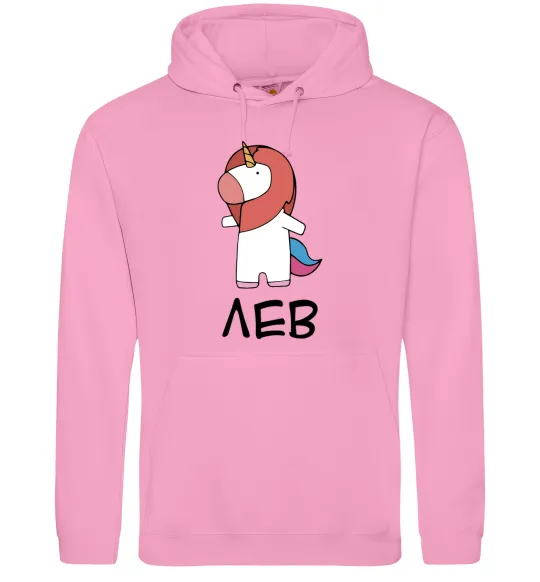 Чоловіча толстовка (худі) Лев єдиноріг Рожевий фото