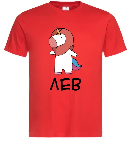 Чоловіча футболка Лев єдиноріг Червоний фото