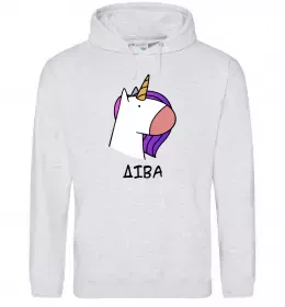 Чоловіча толстовка (худі) Діва єдиноріг Сірий меланж фото