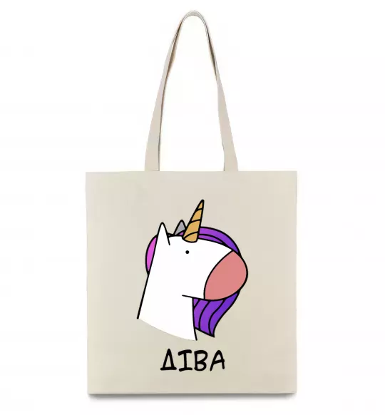 Еко-сумка Діва єдиноріг Бежевий фото