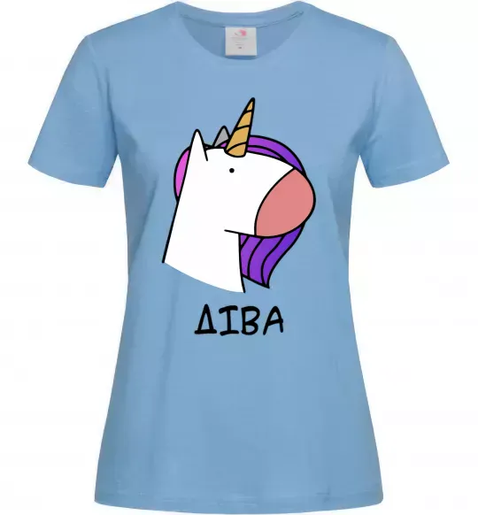 Жіноча футболка Діва єдиноріг Блакитний фото