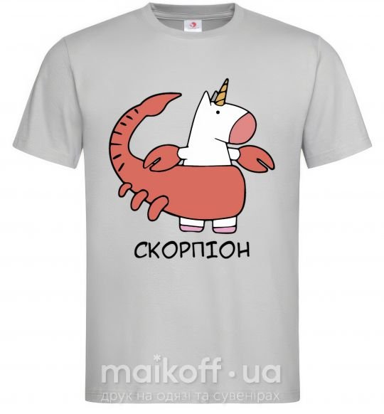 Мужская футболка Скорпіон єдиноріг Серый фото