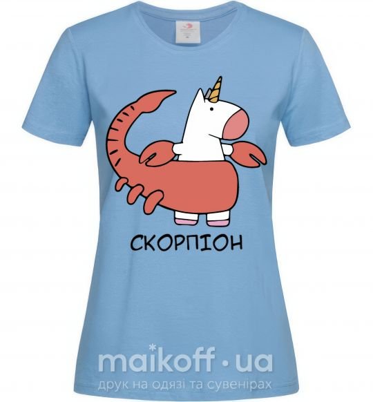 Женская футболка Скорпіон єдиноріг Голубой фото