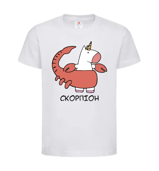 Дитяча футболка Скорпіон єдиноріг Білий фото