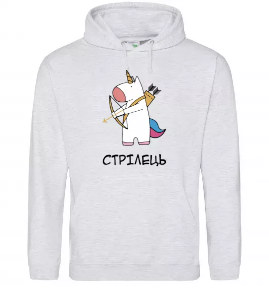 Чоловіча толстовка (худі) Стрілець єдиноріг Сірий меланж фото