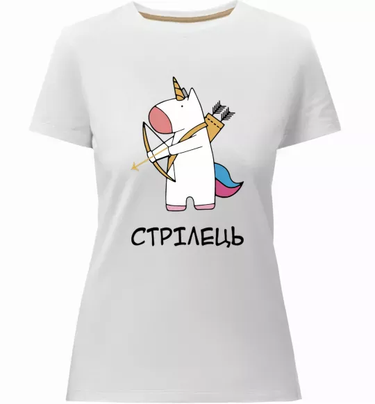 Женская премиум футболка Стрілець єдиноріг Белый фото