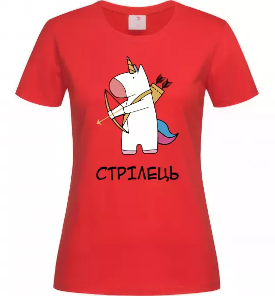 Женская футболка Стрілець єдиноріг Красный фото