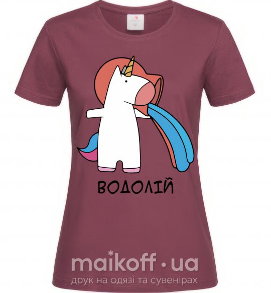 Жіноча футболка Водолій єдиноріг Бордовий фото