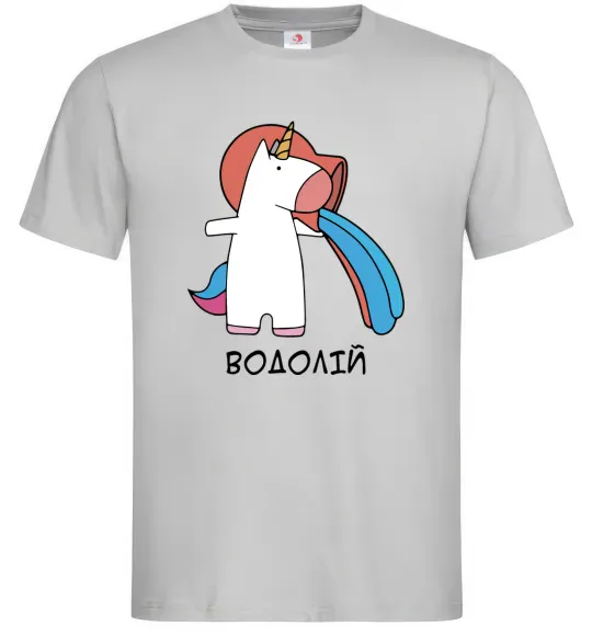 Мужская футболка Водолій єдиноріг Серый фото