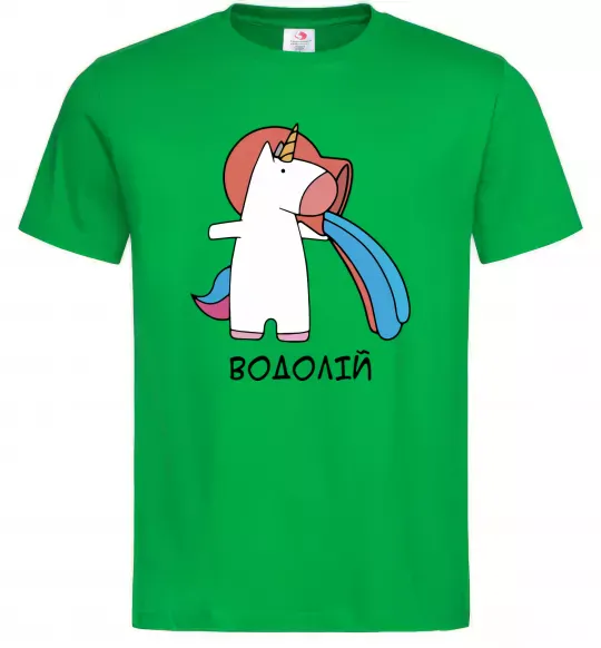 Мужская футболка Водолій єдиноріг Зеленый фото