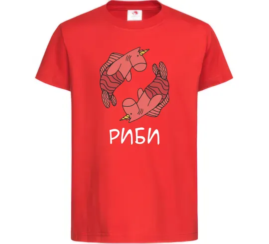 Детская футболка Риби єдиноріг Красный фото