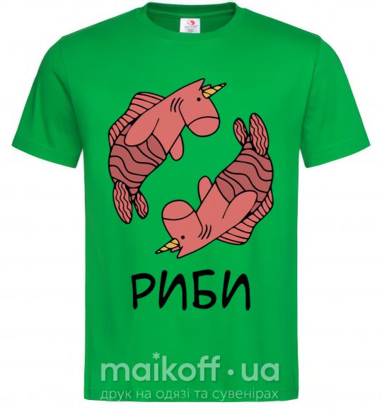 Чоловіча футболка Риби єдиноріг Зелений фото
