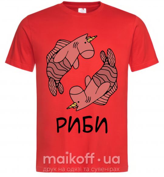 Чоловіча футболка Риби єдиноріг Червоний фото