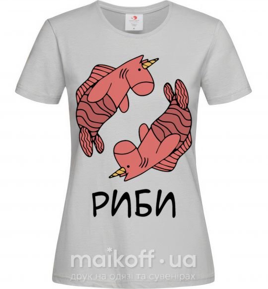 Жіноча футболка Риби єдиноріг Сірий фото