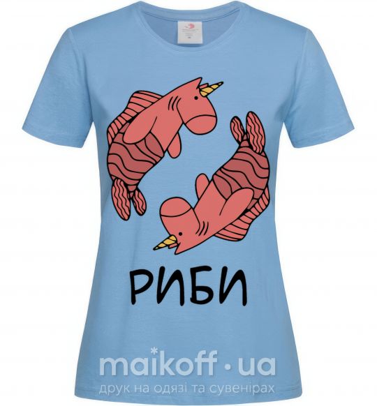 Жіноча футболка Риби єдиноріг Блакитний фото