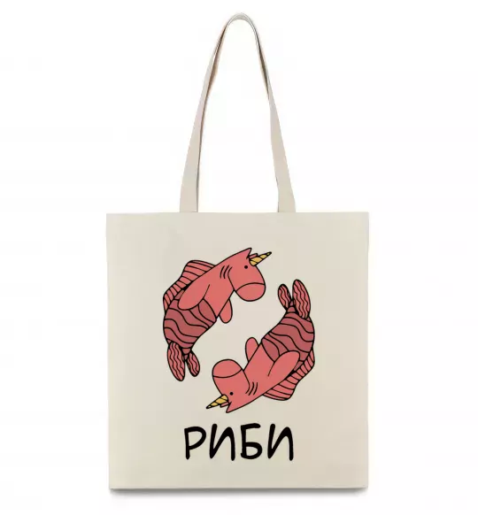 Еко-сумка Риби єдиноріг Бежевий фото