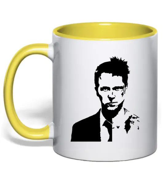 Чашка с цветной ручкой Fight club black Лимонный фото