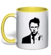 Чашка с цветной ручкой Fight club black Лимонный фото