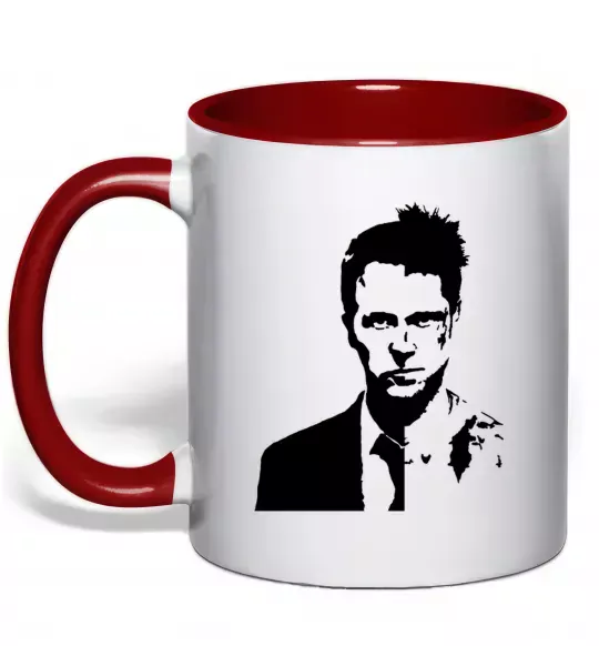 Чашка з кольоровою ручкою Fight club black Червоний фото