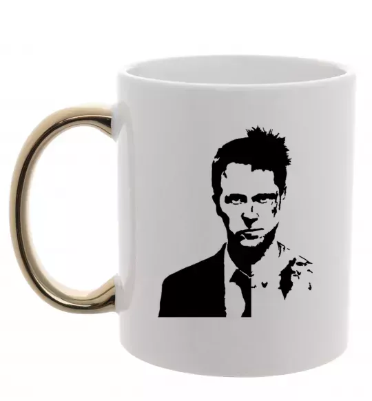 Чашка з кольоровою ручкою Fight club black Золото фото