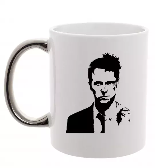 Чашка з кольоровою ручкою Fight club black Срібло фото