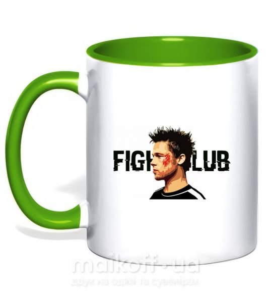 Чашка з кольоровою ручкою Fight club Brad Pitt Зелений фото