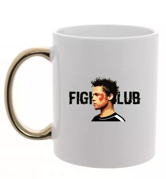 Чашка с цветной ручкой Fight club Brad Pitt Золото фото
