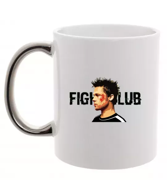 Чашка с цветной ручкой Fight club Brad Pitt Серебро фото