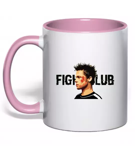 Чашка с цветной ручкой Fight club Brad Pitt Нежно розовый фото