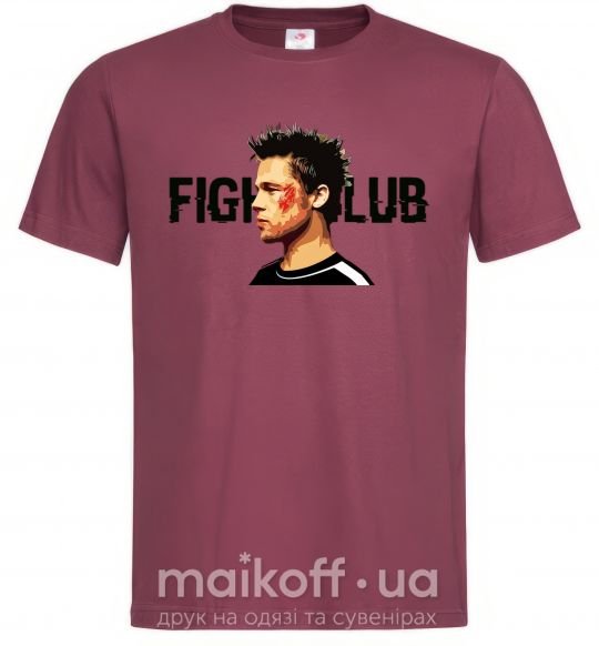 Чоловіча футболка Fight club Brad Pitt Бордовий фото