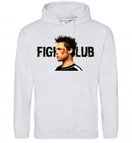 Жіноча толстовка (худі) Fight club Brad Pitt Сірий меланж фото