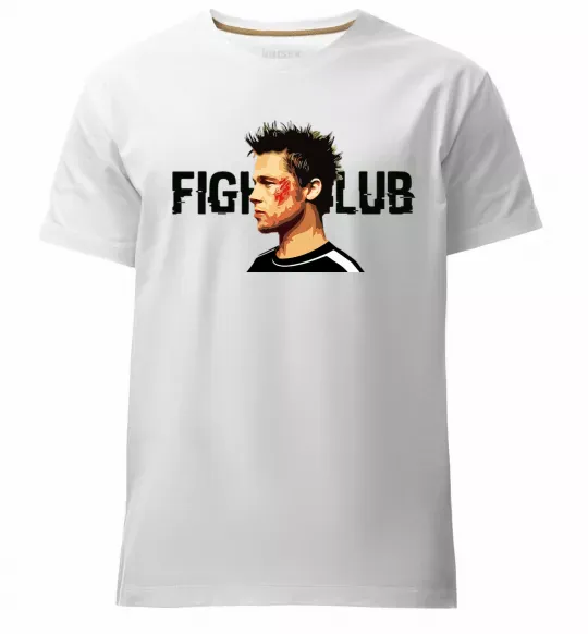 Чоловіча преміум футболка Fight club Brad Pitt Білий фото