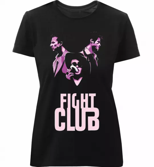 Женская премиум футболка Fight club pink Черный фото