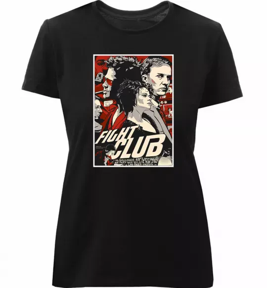 Женская премиум футболка Fight club poster Черный фото